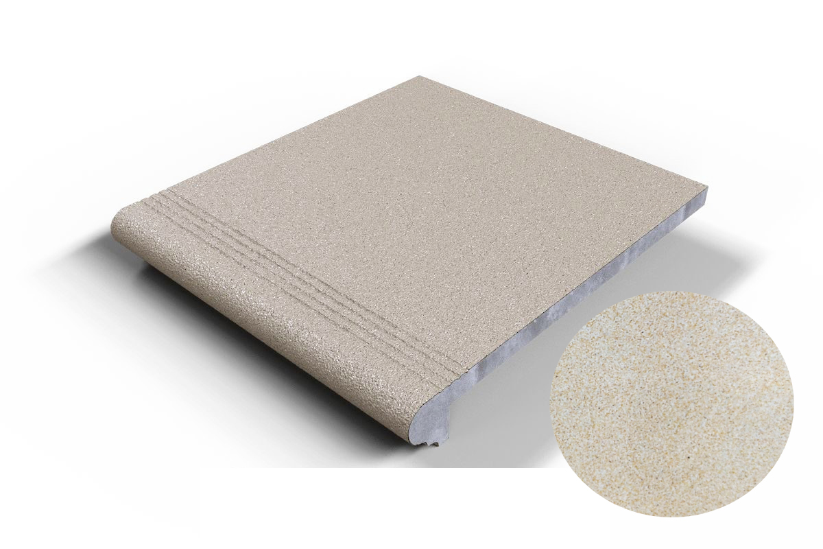 302 Ступень Флорентинер фронтальная противоскользящая с насечками, бежевая 330*310*17 мм