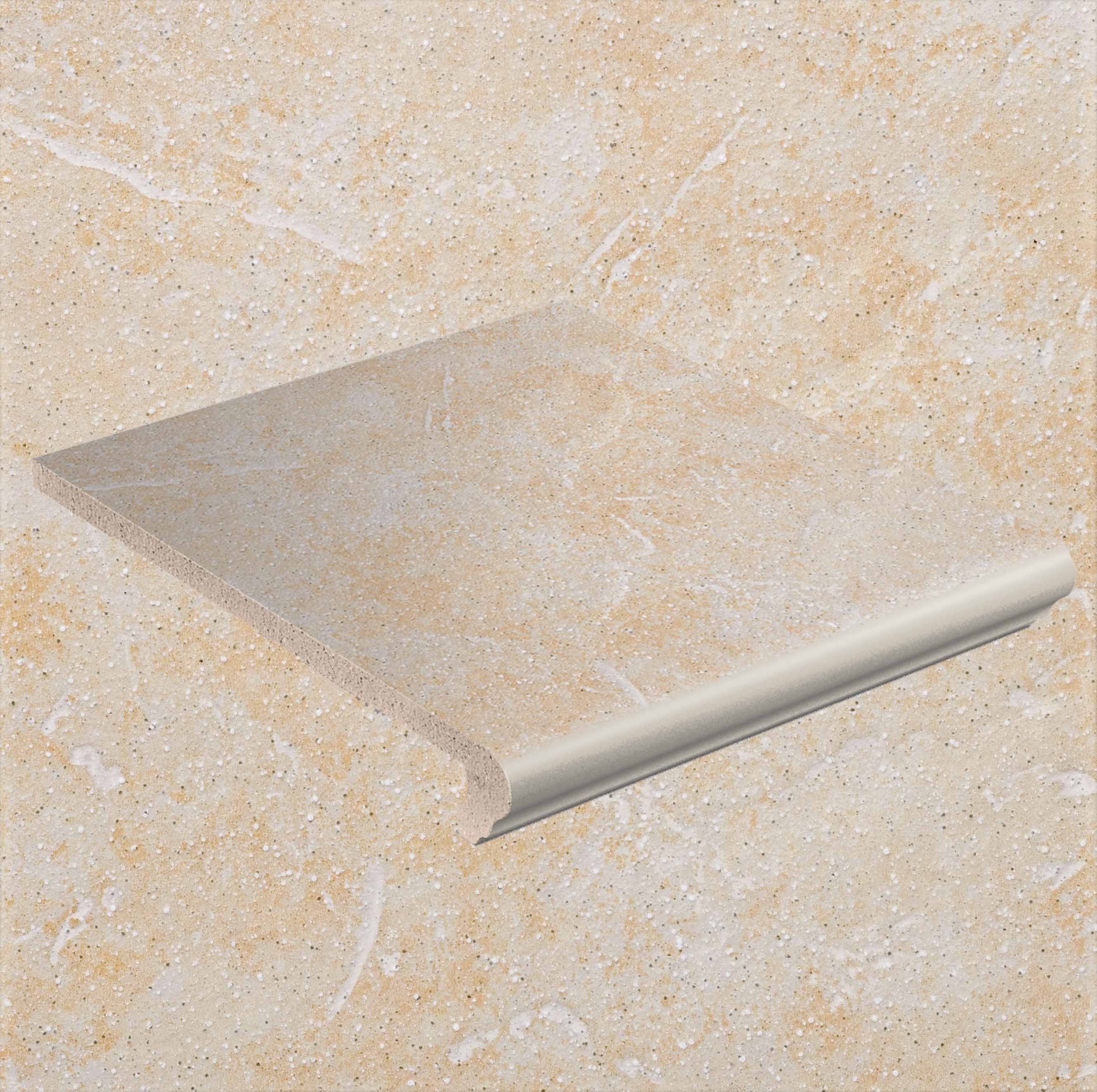 Клинкерная ступень флорентинер противоскользящая плитка Stroeher KERAPLATTE ROCCIA 833 corda 340*240*12 мм