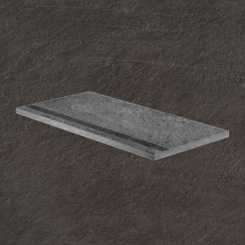 Тротуарная плитка Черная Lastra. Спец. Элемент-Ступень Линеаре 30х60 Лэндстоун Найт \ Landstone Night Gradino Lineare 300х600х20мм