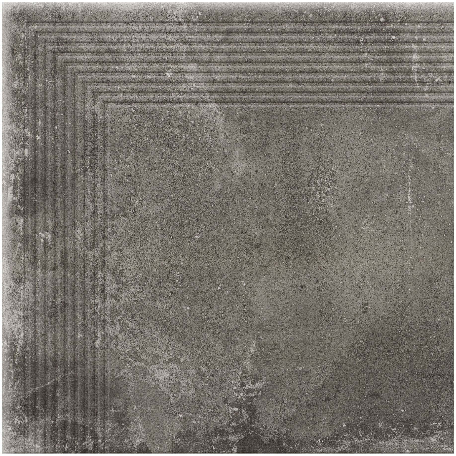 Клинкерная угловая ступень с насечками противоскользящая Cerrad Podloga Piatto antracyt 300*300*9 мм