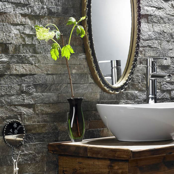 Сланец Зеленый 600*150*10-20 мм, натуральный камень для фасада и интерьера BD