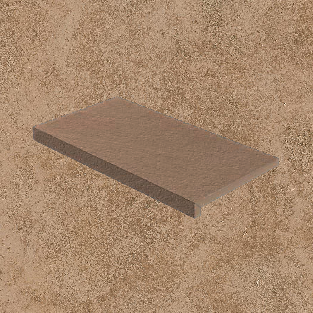 Тротуарная плитка Бежевая Lastra. Спец. Элемент- Ступень Угловая Пс Лэндстоун Волнат \ Landstone Walnut Scalino Angolare Dx 330х600х20мм