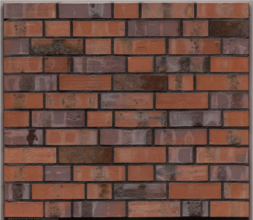 Кирпич облицовочный Клинкерный ABC 8554 Schleswig blau-bunt Kohlebrand Fußsortierung 55NF 240*71*55 мм