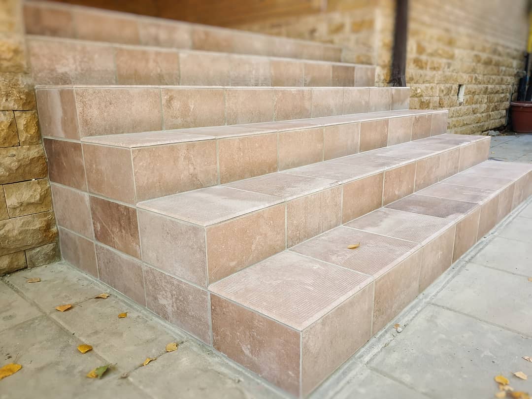 Scandiano Ochra клинкерная ступень с насечками противоскользящая 300x300x11 мм