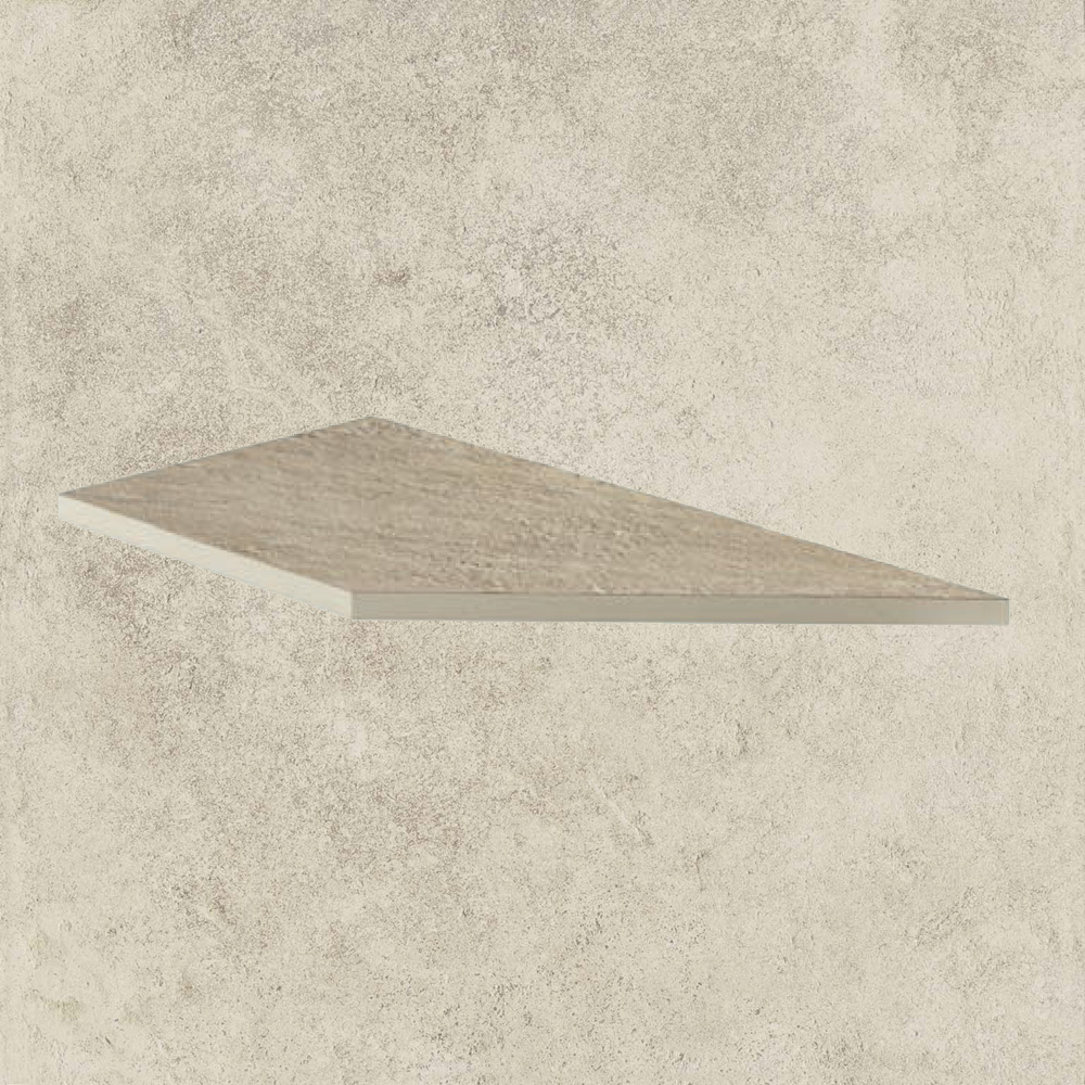 Тротуарная плитка Белая Lastra. Спец. Элемент - Бортик Угловой Пс Дрифт Вайт \ Drift White Lineare Angolo Dx 300х600х20мм