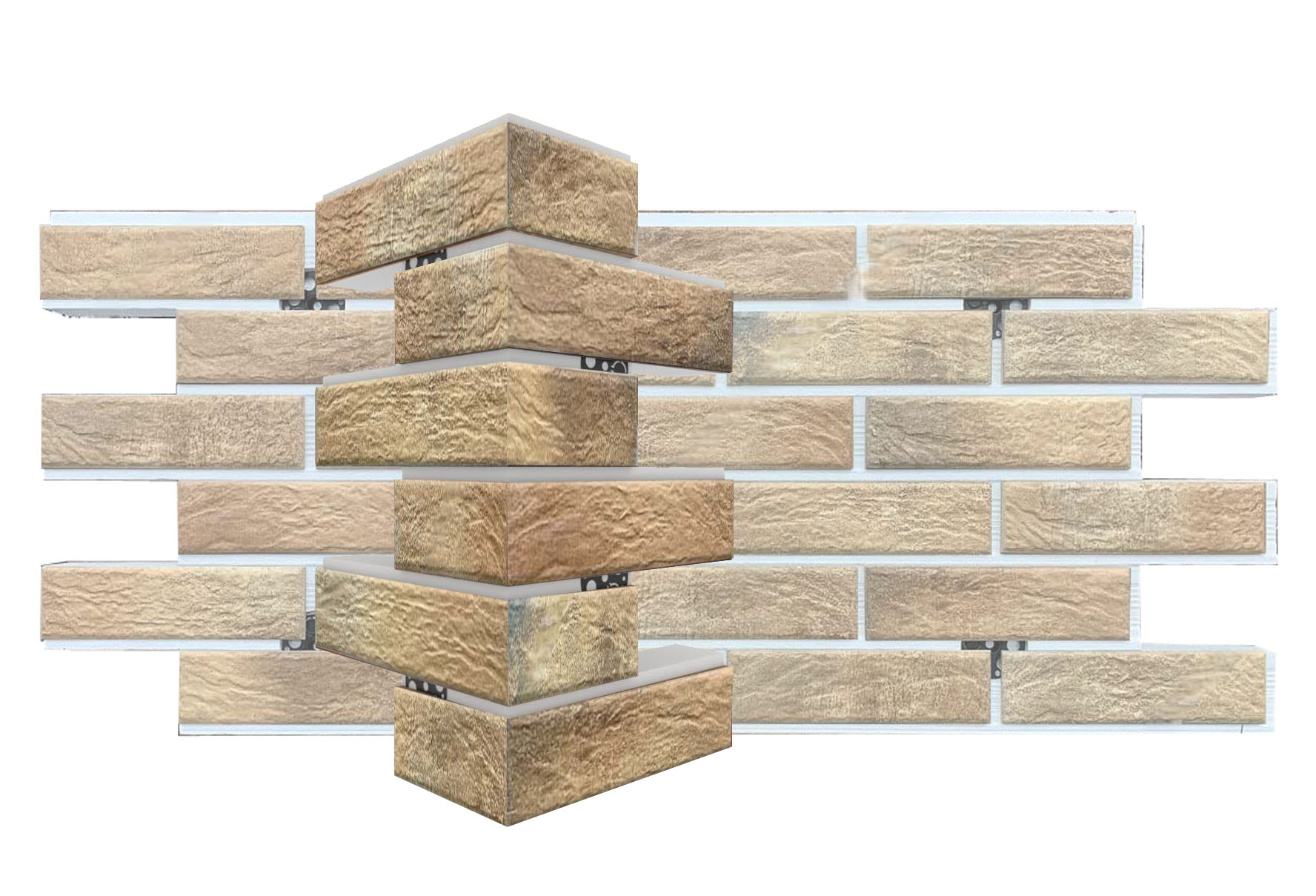 Loft Brick Curry угловая фасадная термопанель из пенополистирола ППС 40 мм, 0,17 м2 с клинкерной плиткой