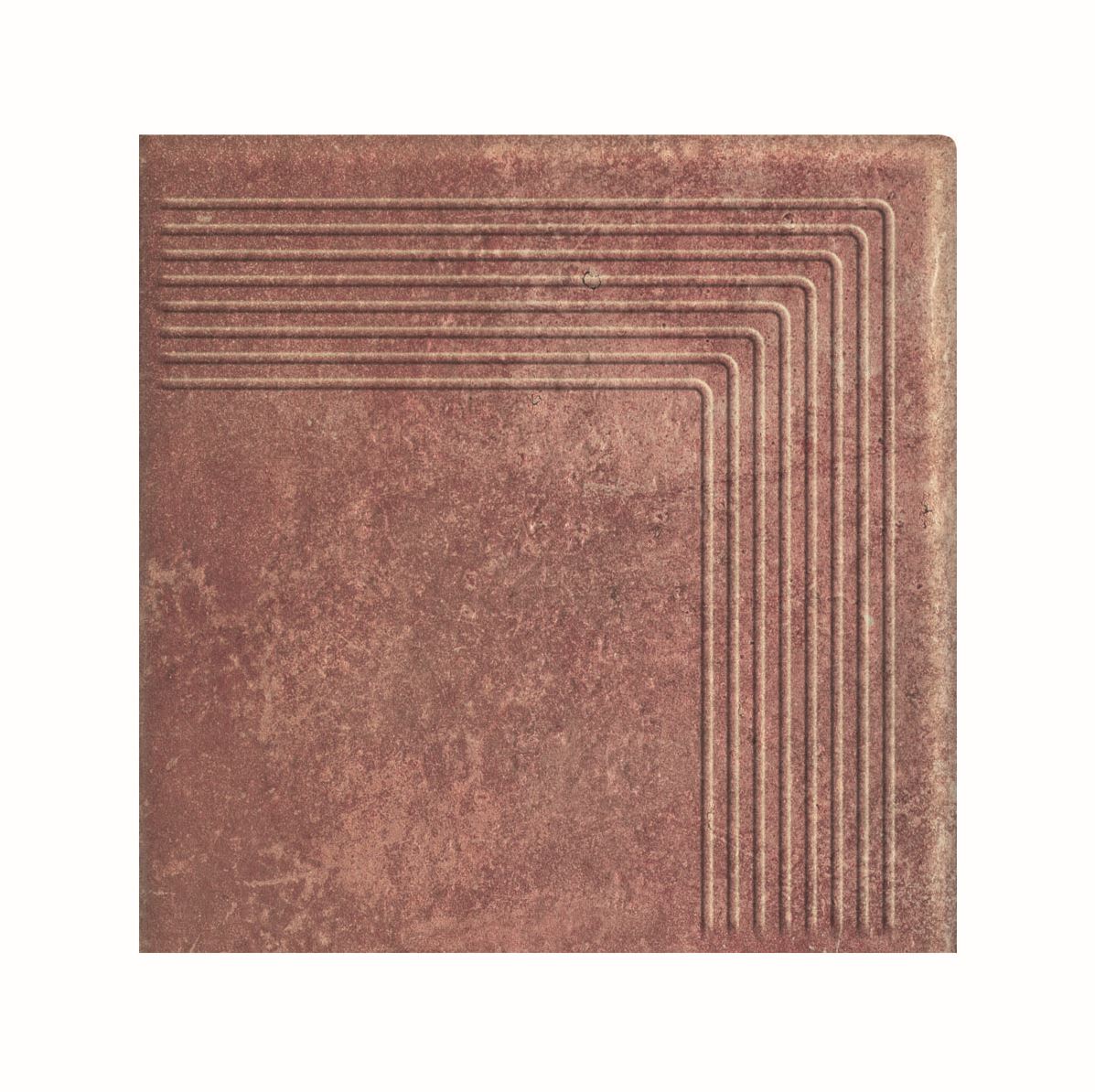 Scandiano Rosso угловая клинкерная ступень с насечками 300x300x11 мм