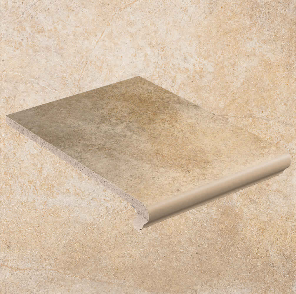 Клинкерная ступень флорентинер противоскользящая плитка Stroeher KERAPLATTE AERA 725 faveo 340*240*12 мм