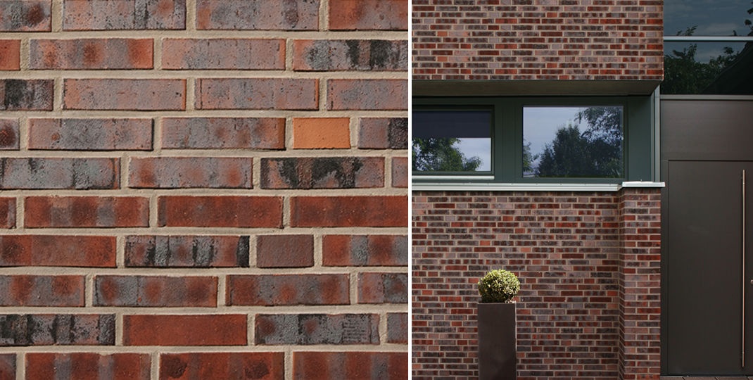 Кирпич облицовочный Клинкерный ABC 1876 Wittenburg Kohlebrand mit Sinterschmolz Wasserstrich 55NF 240*71*55 мм