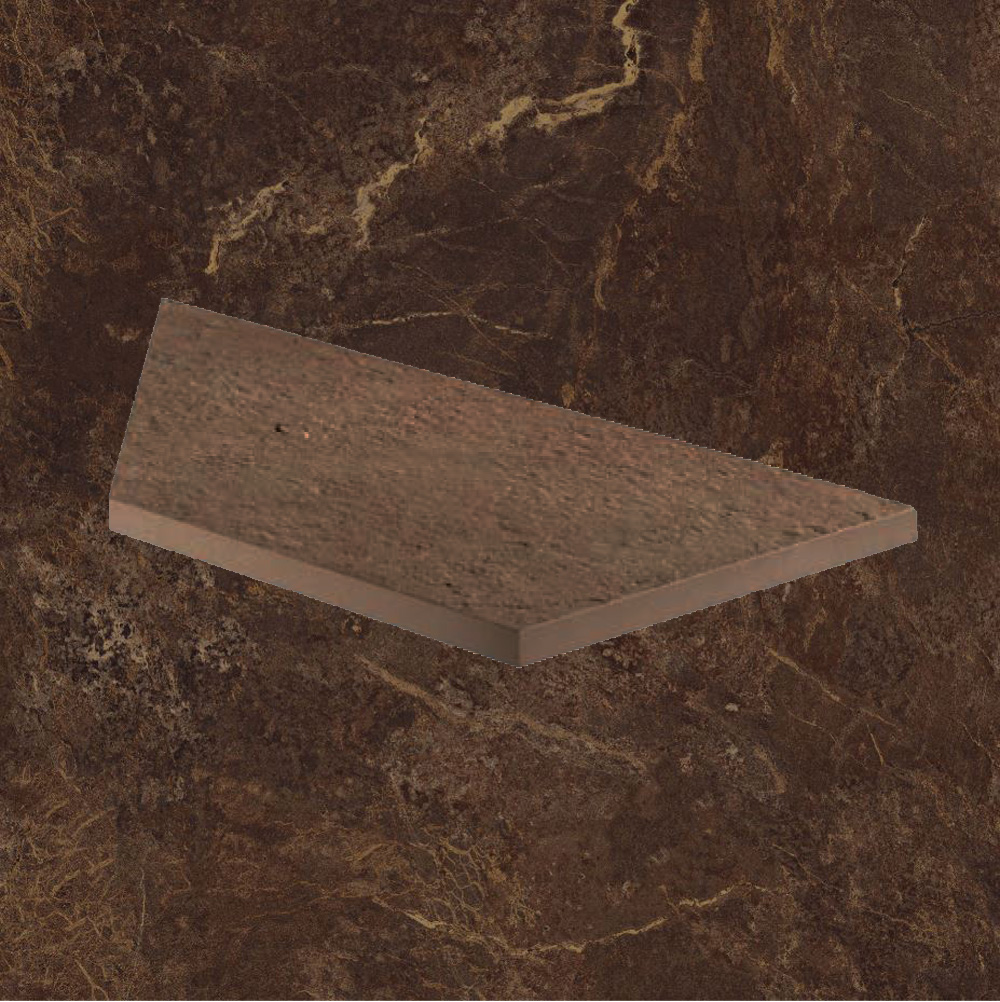 Тротуарная плитка Коричневая Lastra. Спец. Элемент- Бортик Угловой Лс Форс Фэнси \ Force Fancy Lineare Angolo Sx 300х600х20мм