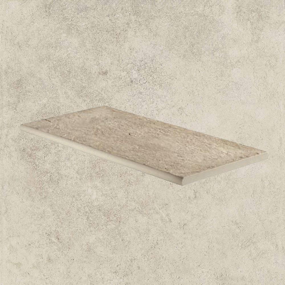 Тротуарная плитка Белая Lastra. Спец. Элемент- Бортик Закругленный Дрифт Вайт \ Drift White Round 300х600х20мм