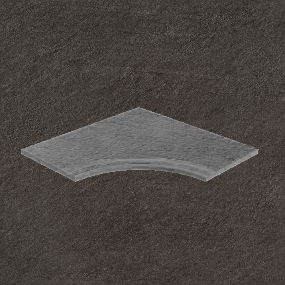 Тротуарная плитка Черная Lastra. Спец. Элемент- Бортик Изогнутый с Выемкой Закругленный 30 Лэндстоун Найт \ Landstone Night Curvilineo Svasato Round 30  300х600х20мм