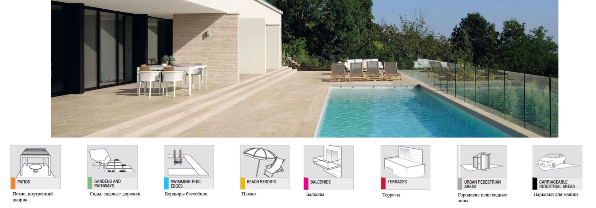 рименение тротуарного керамогранита 20 мм на улице