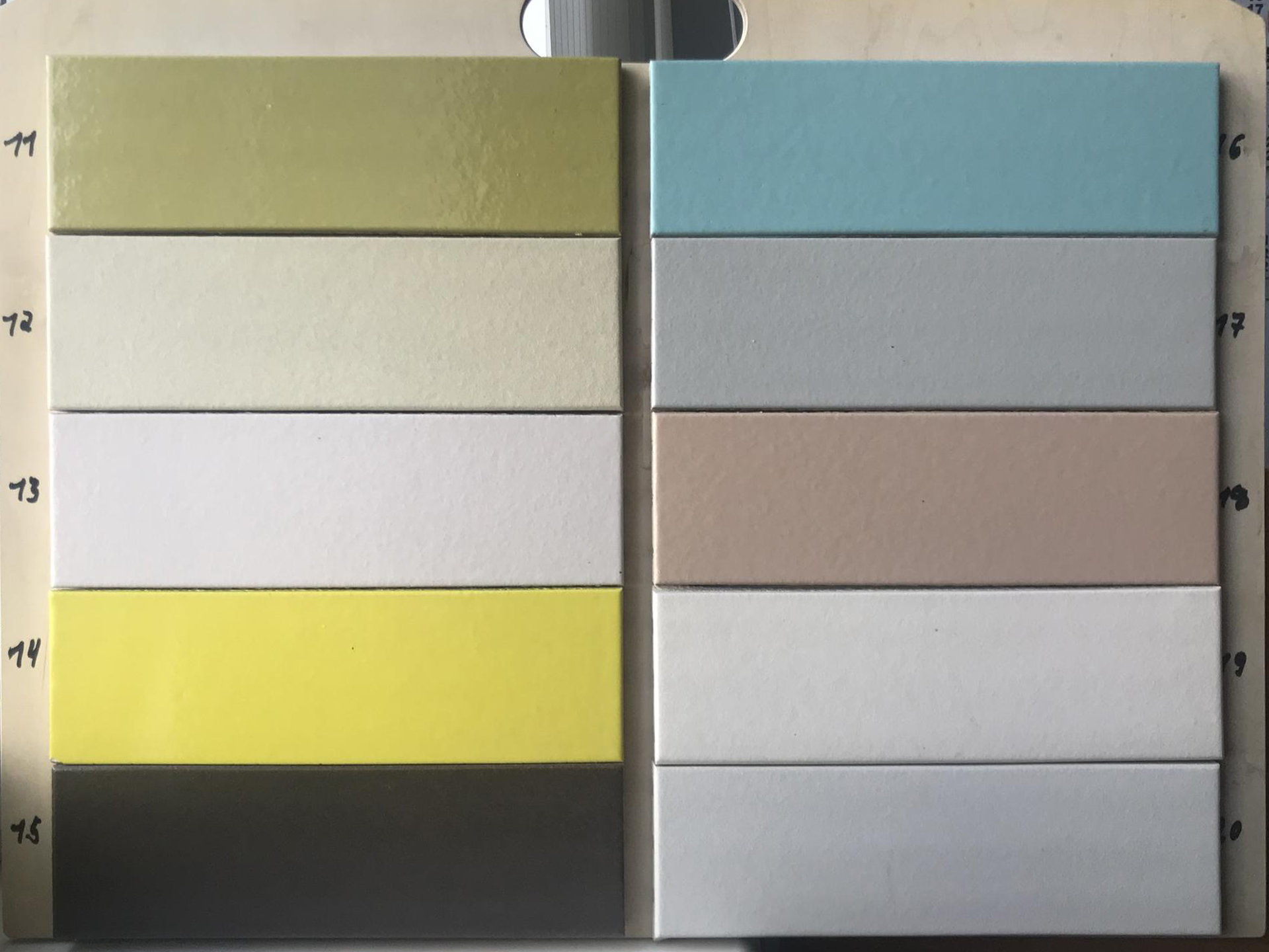 №11 Глазурованная Фасадная плитка Клинкерная облицовочная под кирпич 283х84х13,5 мм цвет желтый бежево-зеленый RAL