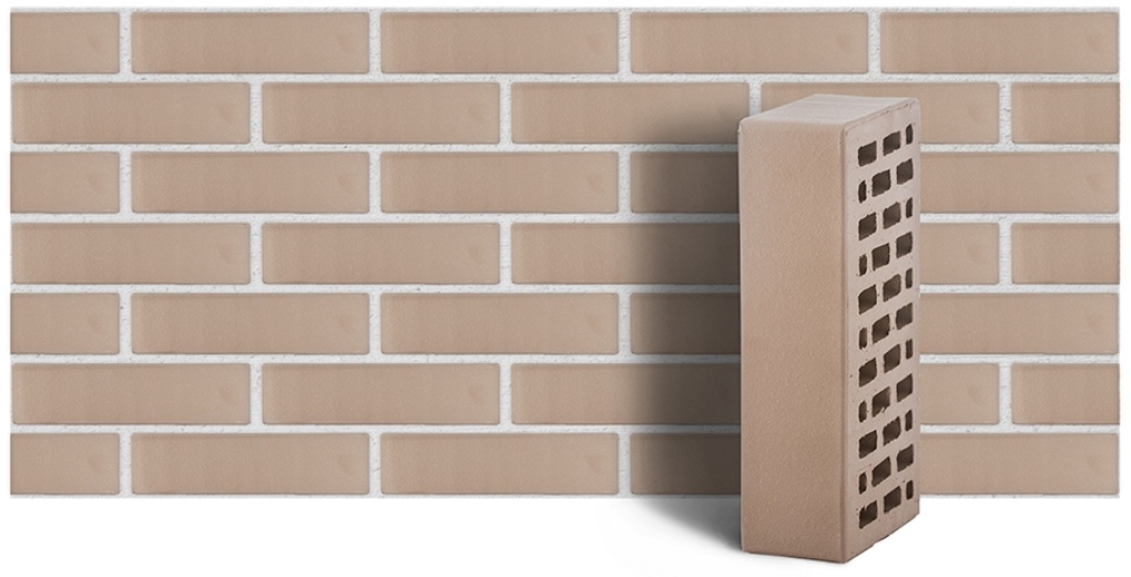 Кирпич лицевой керамический ЛСР пустотелый светло-серый гладкий, 250*120*65 мм