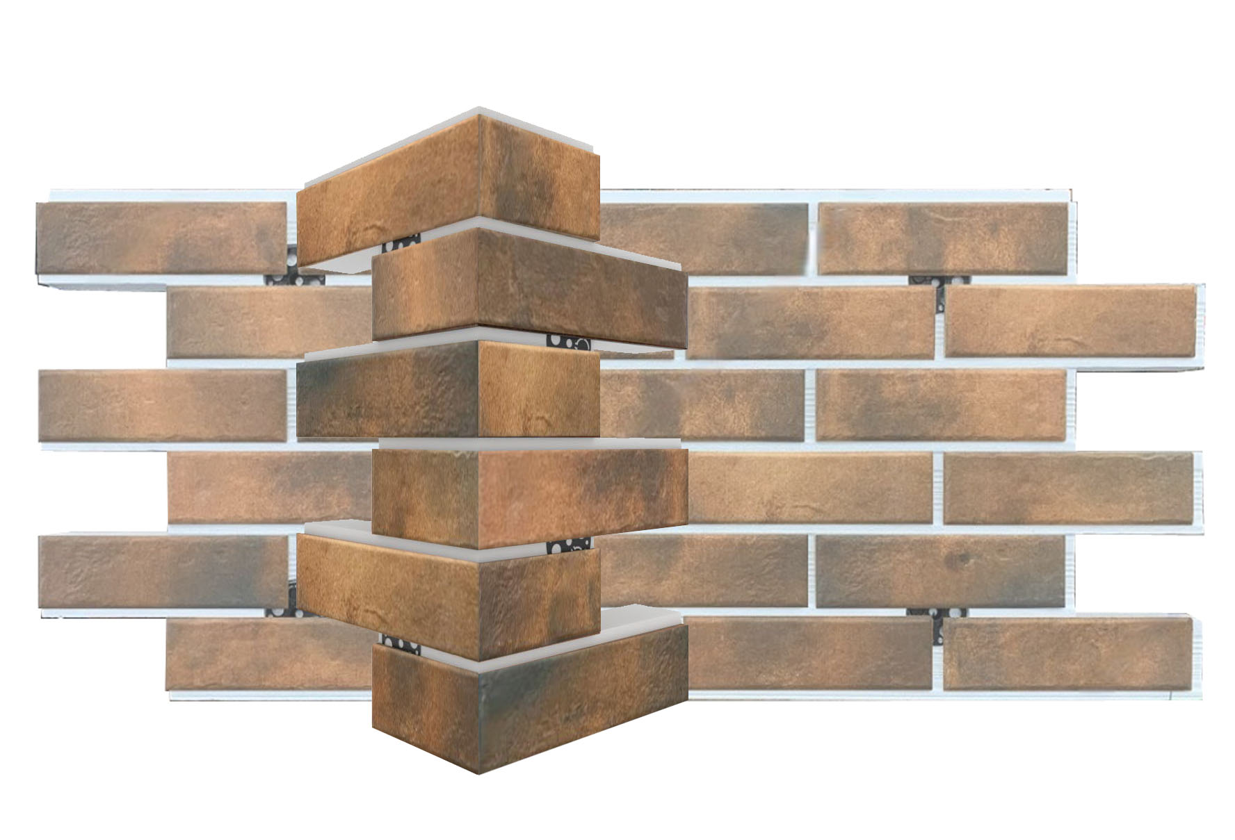 Retro Brick Chili угловая фасадная термопанель из пенополистирола ППС 40 мм, 0,17м2 с клинкерной плиткой