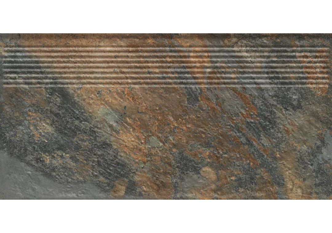 Клинкерная ступень с насечками Ardis Rust 600x300x8,5 мм – для улицы, террасы, крыльца, лестницы, морозостойкая