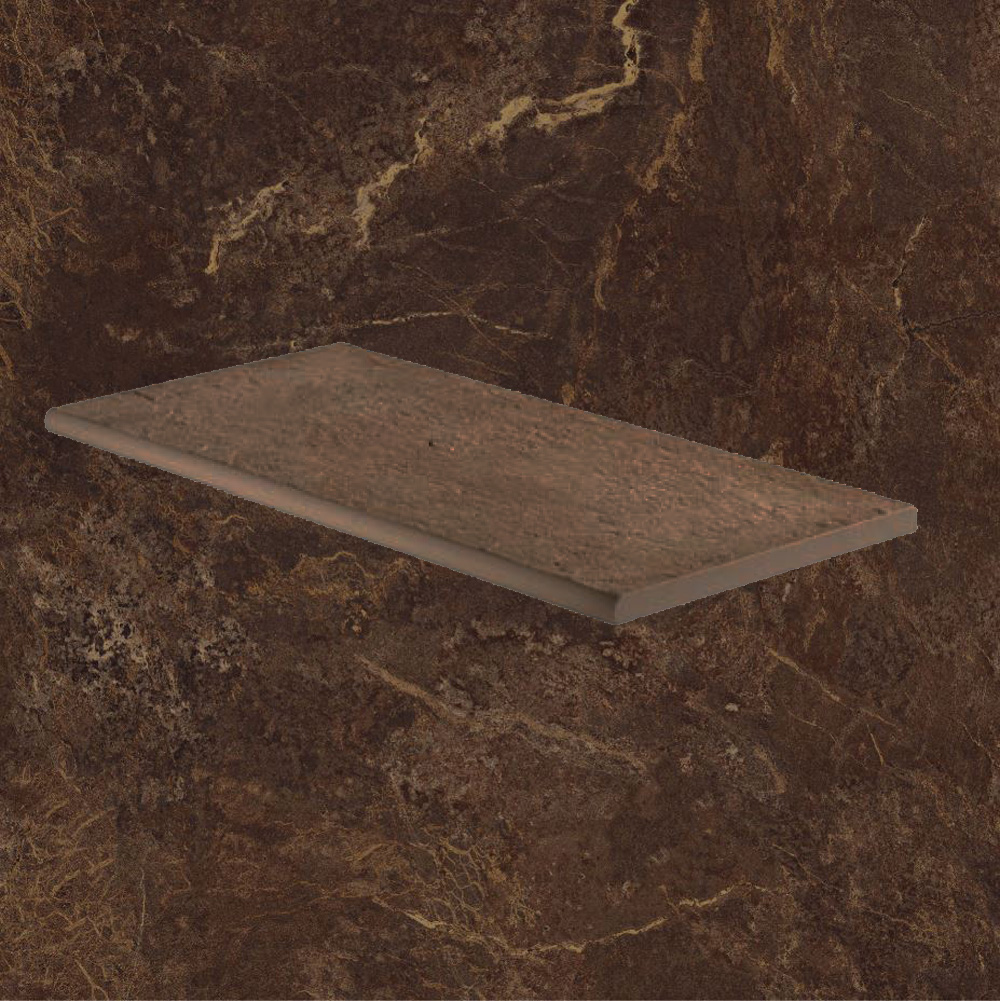 Тротуарная плитка Коричневая Lastra. Спец. Элемент- Бортик Закругленный Форс Фэнси \ Force Fancy Round 300х600х20мм