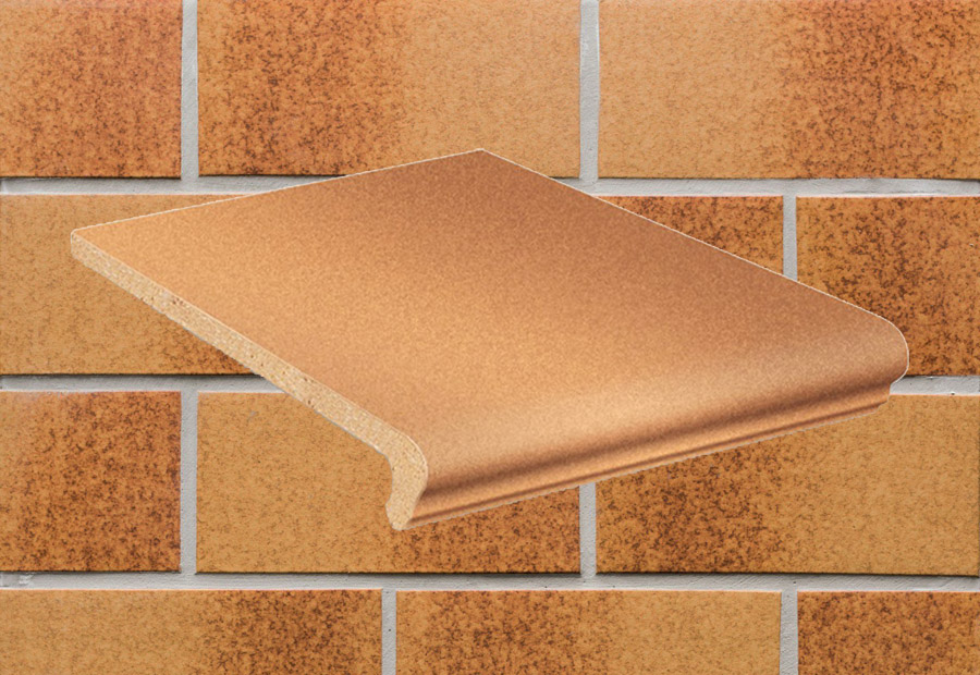 Клинкерная ступень флорентинер противоскользящая плитка Stroeher KERAPLATTE DURO 803 elba 340*240*12 мм