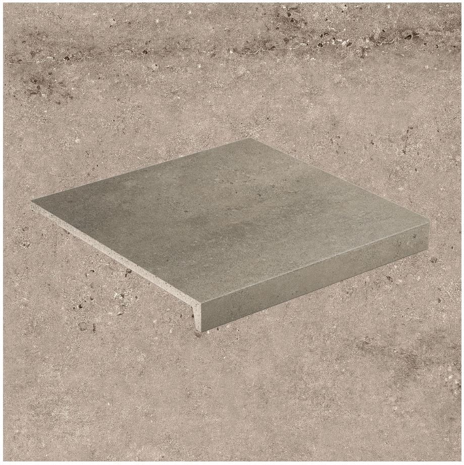 Клинкерная Ступень лофт противоскользящая плитка Stroeher KERAPLATTE GRAVEL BLEND 964 taupe 294*340*35*11 мм