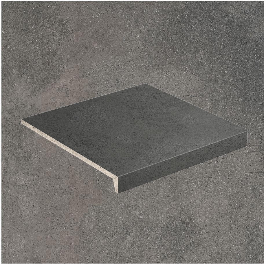 Клинкерная Ступень лофт противоскользящая плитка Stroeher KERAPLATTE ZOE 973 anthracite 294*340*35*11 мм