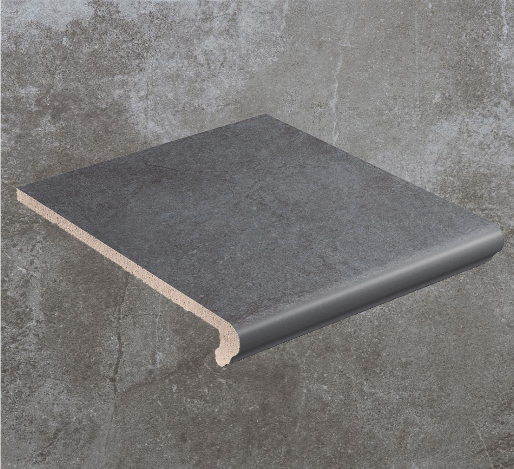 Клинкерная ступень флорентинер противоскользящая плитка Stroeher KERAPLATTE AERA 710 crio 340*294*12 мм