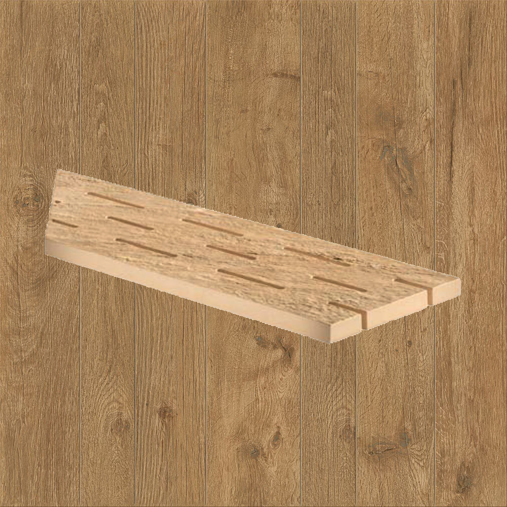 Тротуарная плитка Дерево-охра Lastra. Спец. Элемент- Решетка Угловая Лс 20x60 Оак Резерв Пьюр \ Oak Reserve Pure Griglia Angolo Sx 200х600х20мм