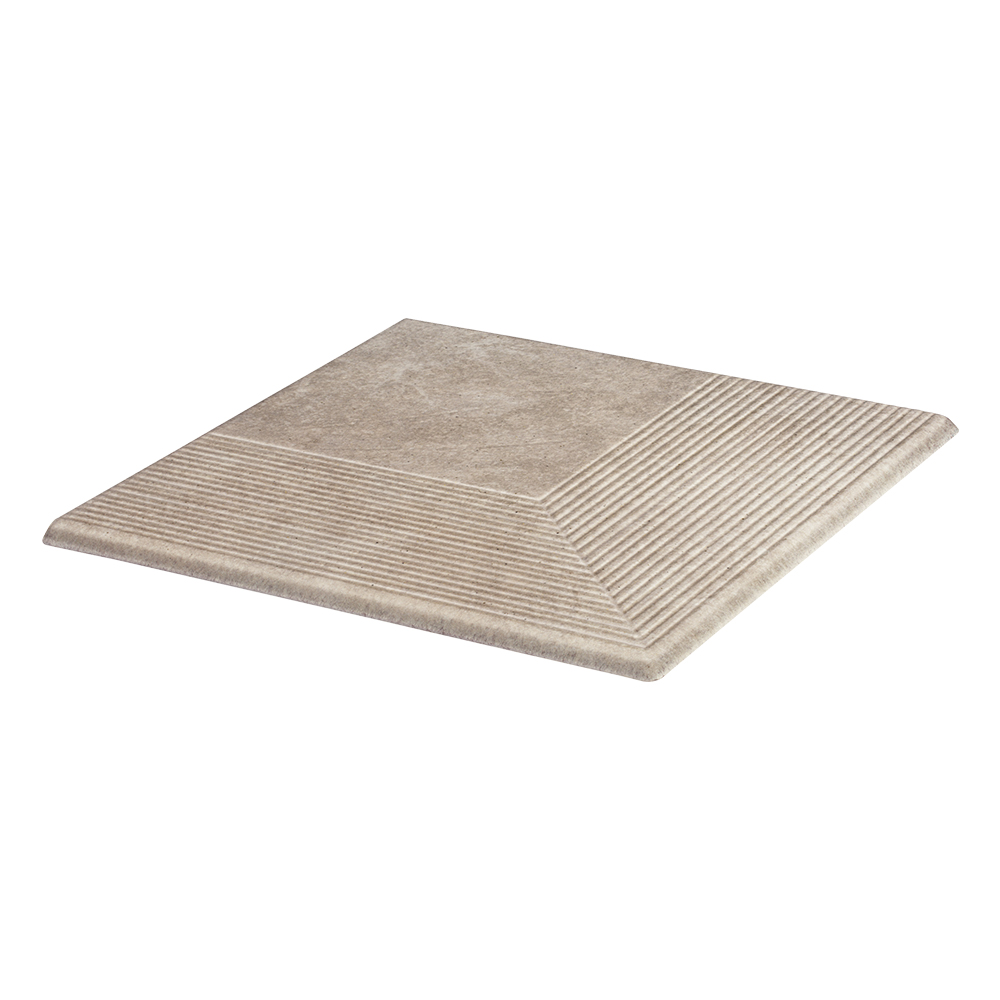Viano Beige угловая клинкерная ступень с насечками 300x300x11 мм