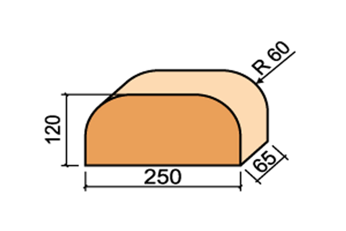 12.101114L Lode JANKA F14 гладкий, 250*120*65 мм, Кирпич радиусный полнотелый красный
