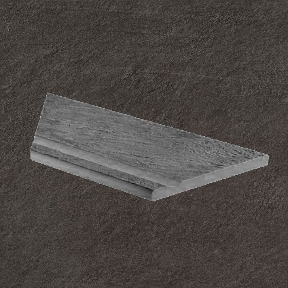 Тротуарная плитка Черная Lastra. Спец. Элемент- Бортик Угловой Бассейн Лс 30x60 Лэндстоун Найт \ Landstone Night Piscina Angolo Sx 300х600х20мм