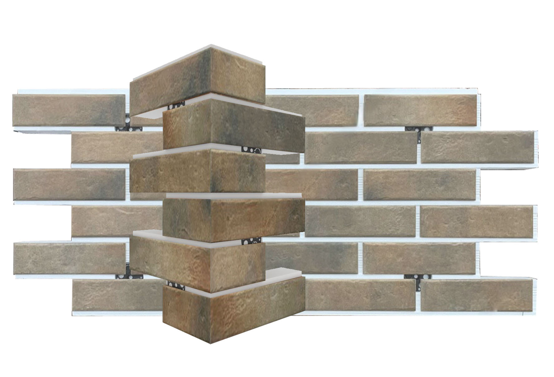 Retro Brick Cardamon угловая фасадная термопанель из пенополистирола ППС 40 мм, 0,17м2 с клинкерной плиткой