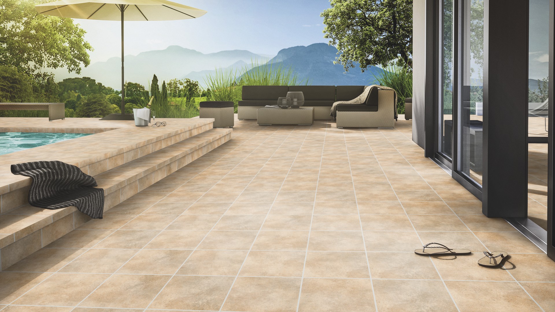 Клинкерная ступень флорентинер противоскользящая плитка Stroeher KERAPLATTE AERA 725 faveo 340*240*12 мм