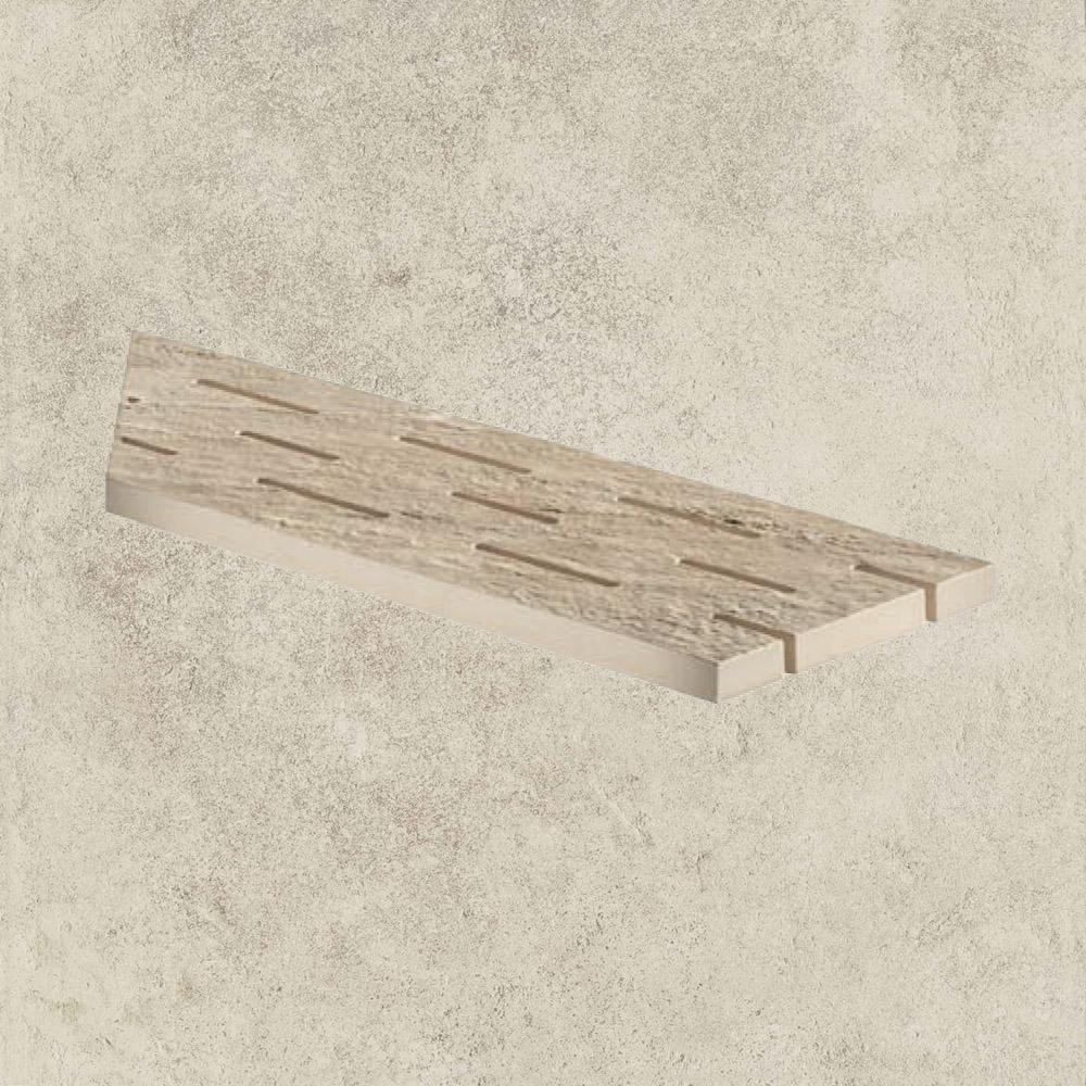 Тротуарная плитка Белая Lastra. Спец. Элемент- Решетка Угловая Лс 20x60 Дрифт Вайт \ Drift White Griglia Angolo Sx 200х600х20мм