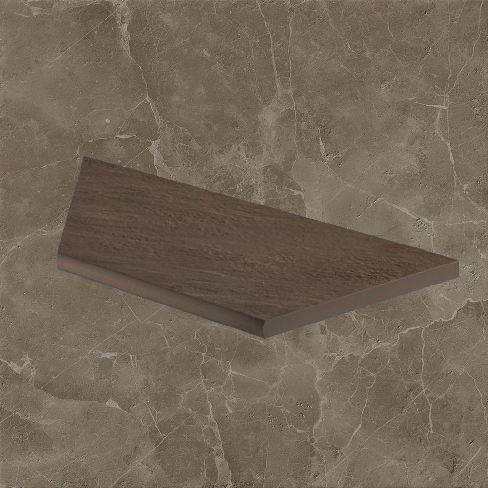 Тротуарная плитка Светло-коричневая Lastra. Спец. Элемент- Бортик Закругленный Угловой Пc Супернова Стоун Грей \ Supernova Stone Grey Round Angolo Dx 300х600х20мм