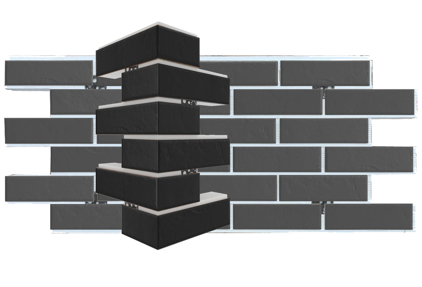 Graphite угловая фасадная термопанель из пенополистирола ППС 40 мм, 0,17м2 с клинкерной плиткой