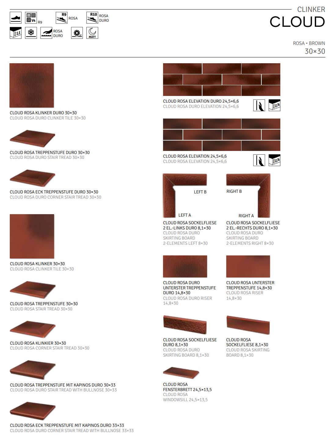 Cloud Brown Duro клинкерная ступень с насечками противоскользящая 300x300x11 мм