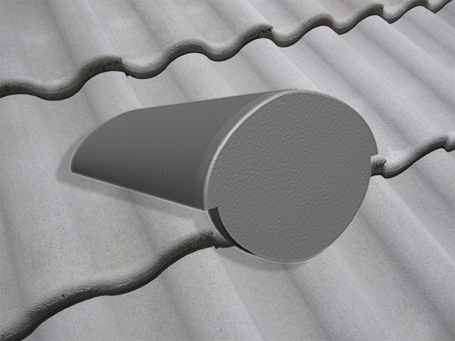 Начальная коньковая черепица натуральная цементно-песчаная Light неокрашенный серый 72, Kriastak Baltic tile