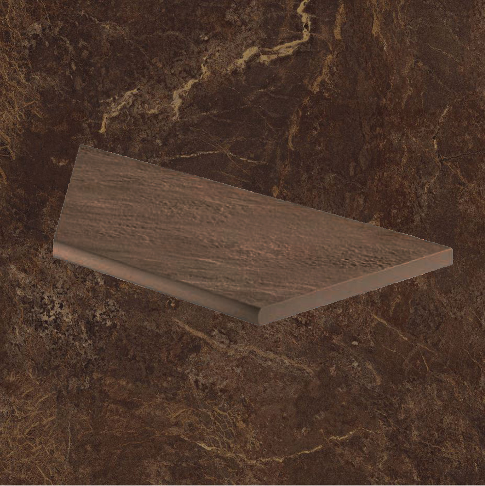 Тротуарная плитка Коричневая Lastra. Спец. Элемент- Бортик Закругленный Угловой Пc Форс Фэнси \ Force Fancy Round Angolo Dx 300х600х20мм