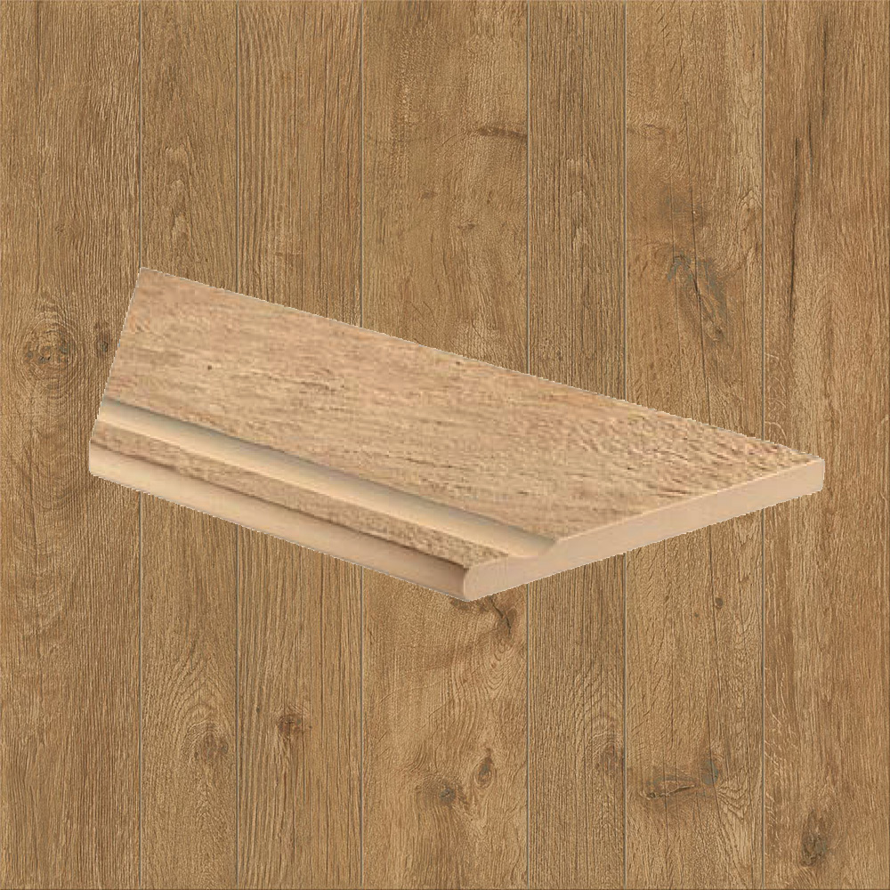 Тротуарная плитка Дерево-охра Lastra. Спец. Элемент- Бортик Угловой Бассейн Лс 30x60 Оак Резерв Пьюр \ Oak Reserve Pure Bordo Piscina Angolo Sx 300х600х20мм