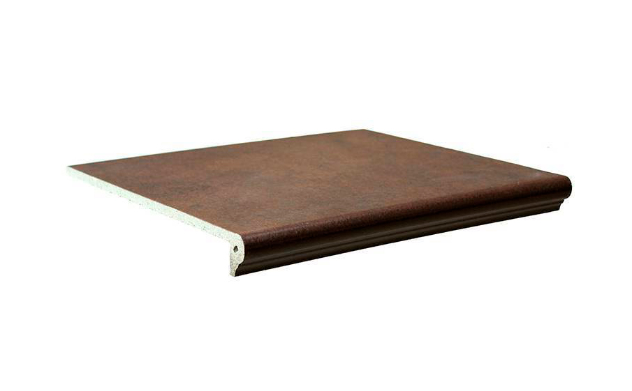 Клинкерная ступень флорентинер противоскользящая плитка Interbau Nature Art Umbra braun, 360*320*9,5 мм