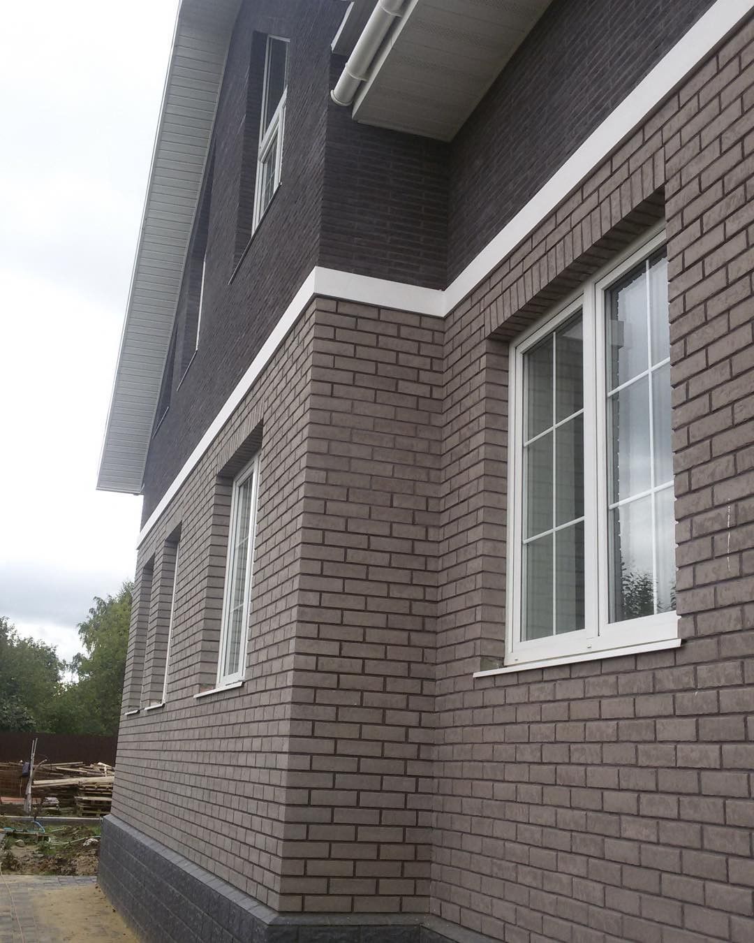 Клинкерная фасадная плитка облицовочная под кирпич Stroeher (Штроер) Zeitlos 237 austerrauch рельефная, 400*35*14 мм