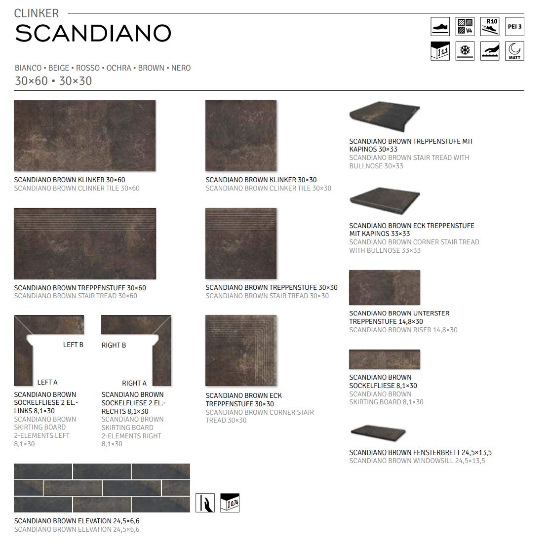 Scandiano Brown ступень угловая флорентинер противоскользящая с капиносом 330x330x11 мм