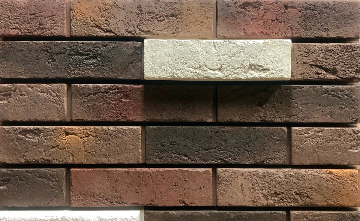 Бонн-11mix Плитка под кирпич для навесного вент фасада без расшивки шва 253X68X26 мм искусственный камень
