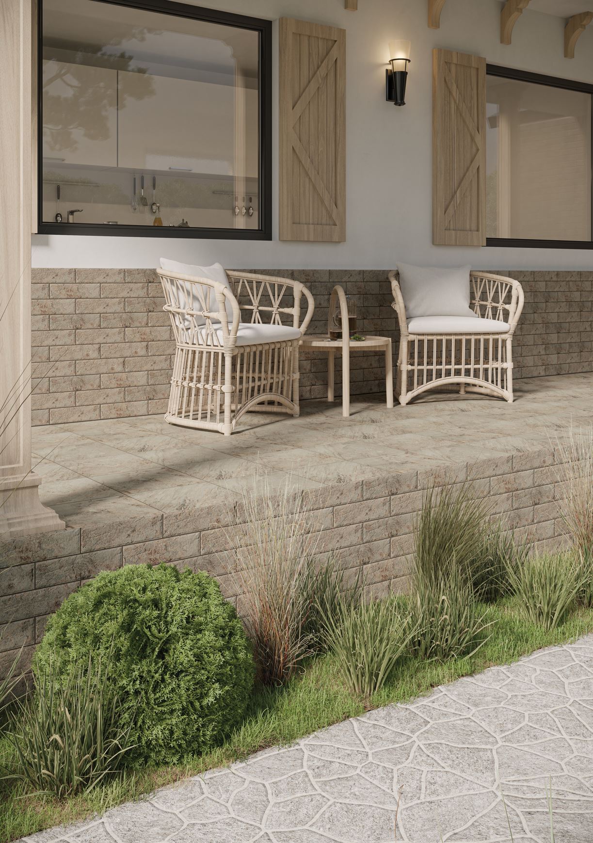 Mattone Pietra Beige клинкерная ступень с насечками плоская противоскользящая 300x300x11 мм