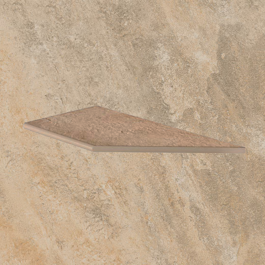 Тротуарная плитка Бежевая-золото Lastra. Спец. Элемент- Бортик Закругленный Угловой Пc Лэндстоун Голд \ Landstone Gold Round Angolo Dx 300х600х20мм