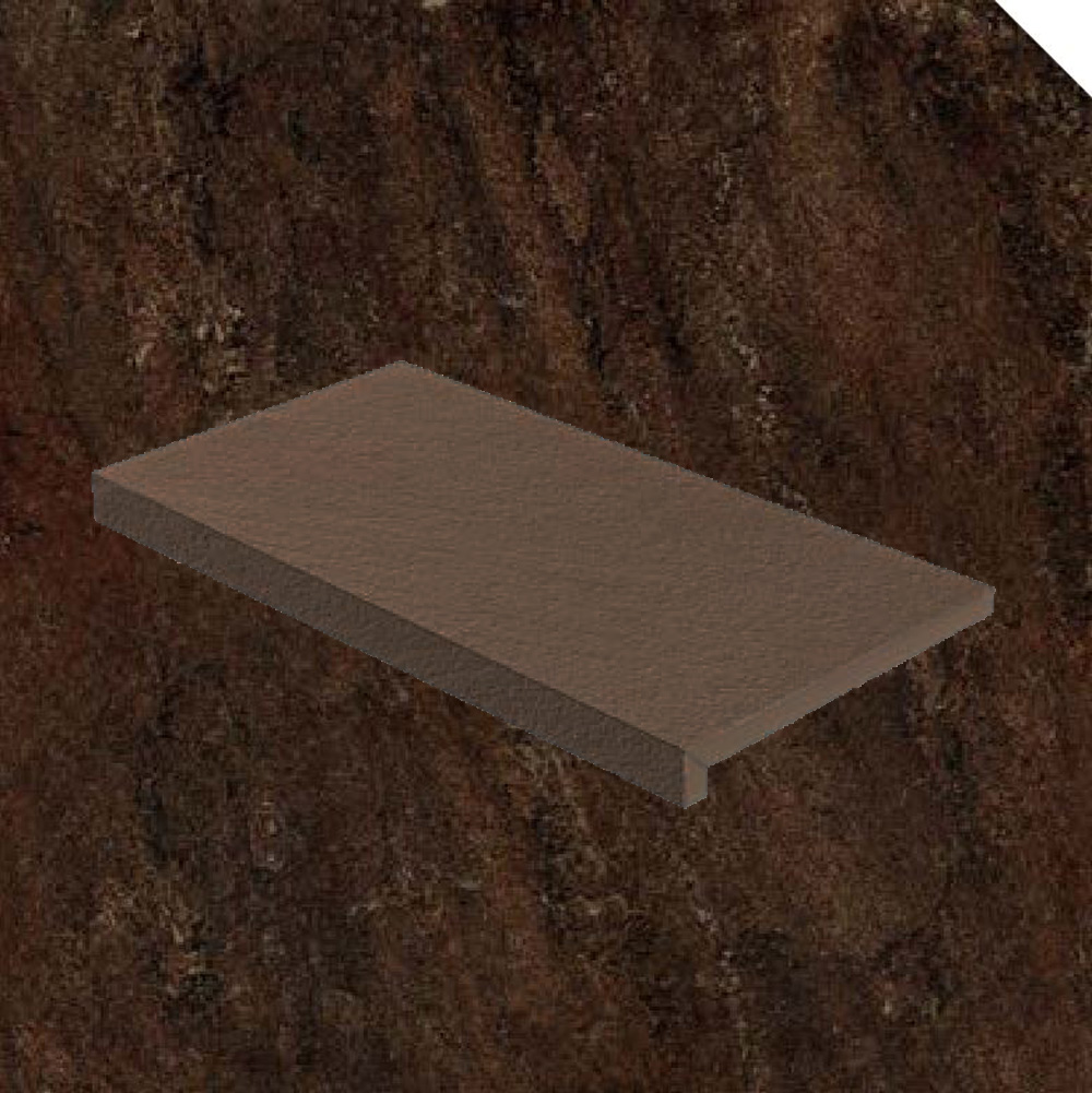 Тротуарная плитка Коричневая Lastra. Спец. Элемент- Ступень Угловая Пс Лэндстоун Браун \ Landstone Brown Scalino Angolare Dx 330х600х20мм
