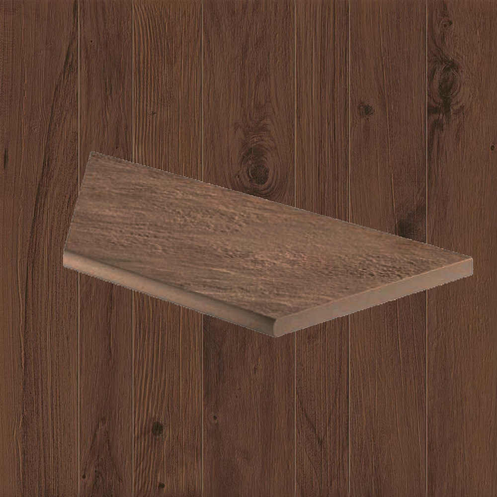 Тротуарная плитка Дерево Lastra. Спец. Элемент- Бортик Закругленный Угловой Пc Фрейм Оак \ Frame Oak Round Angolo Dx 300х600х20мм