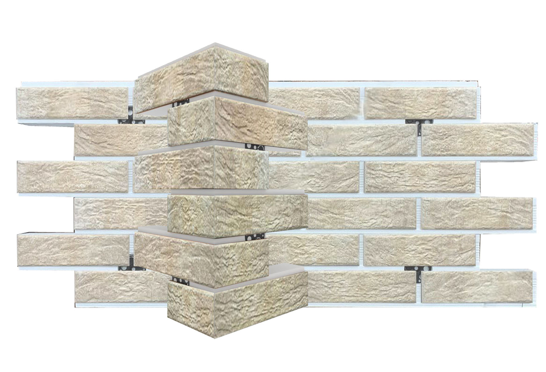 Loft Brick Salt угловая фасадная термопанель из пенополистирола ППС 40 мм, 0,17м2 с клинкерной плиткой