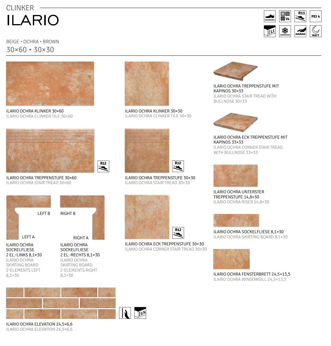 Ilario Ochra ступень угловая флорентинер противоскользящая с капиносом 330x330x11 мм