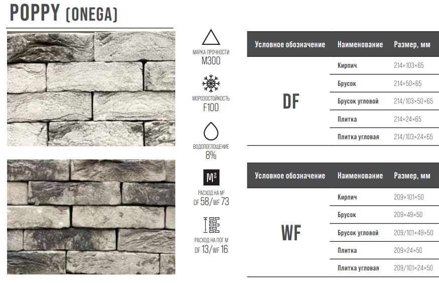 POPPY (ONEGA) DF 214х103х65 мм, Кирпич ручной формовки Engels baksteen
